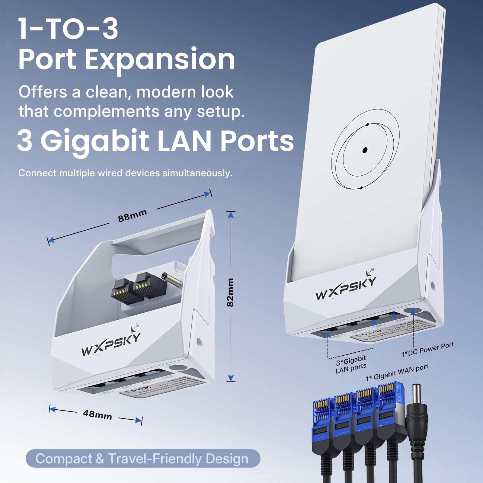 Starlink Mini adaptateur Ethernet et support pour routeur, station d'accueil Gigabit avec 3 ports LAN, montage mural et extension de réseau adhésive pour la maison, le camping-car et le bureau