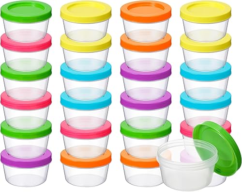Tanlade 24 recipientes pequeños de plástico de 7 onzas con tapas, reutilizables, para almacenamiento en congelador, caja de almuerzo, microondas,