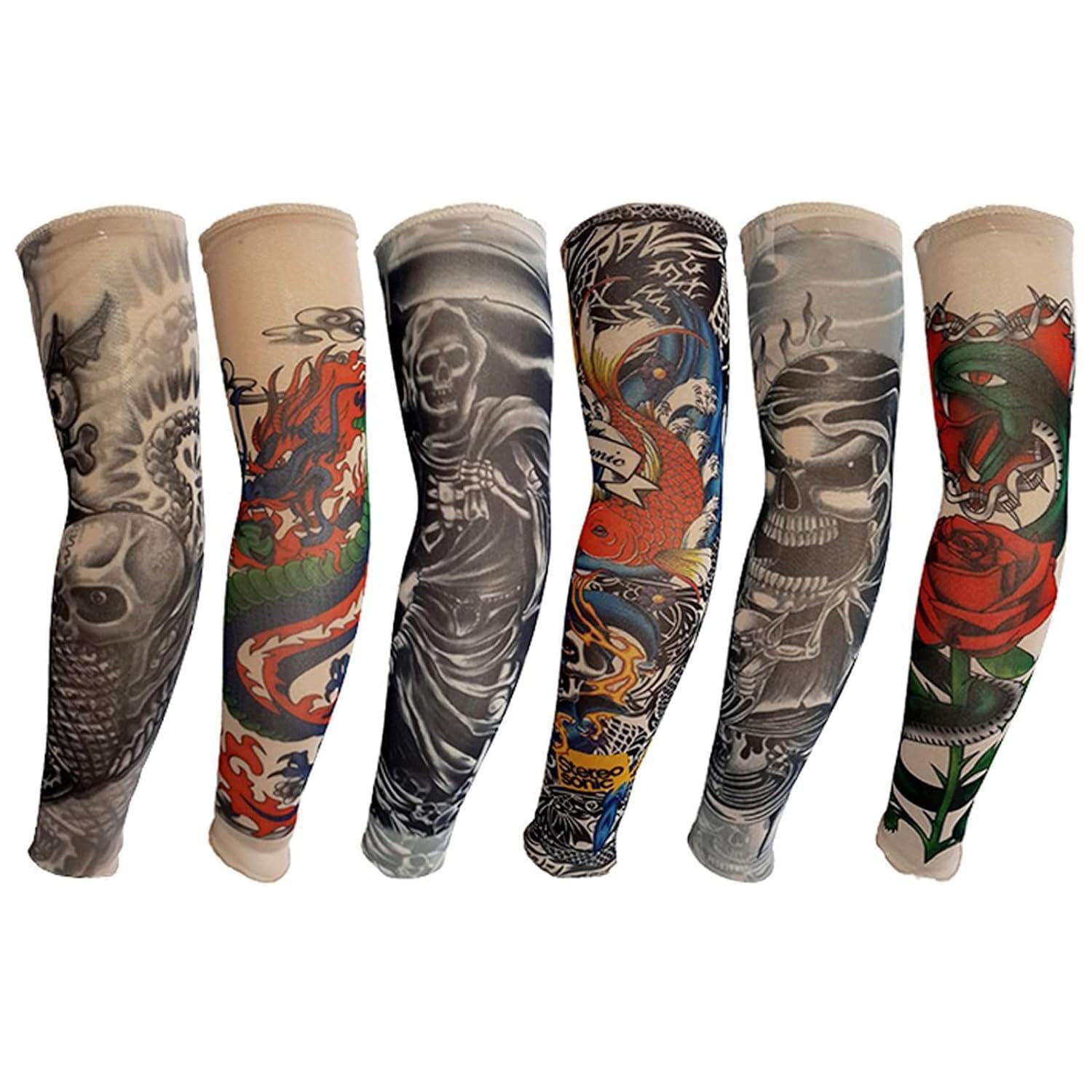 chacko Tattoo Sleeves for Men, 6Pcs Arm Sleeves Fake Tattoos Sleeves to Cover Arms Cooling Sun Protection Sleeves-picture-33