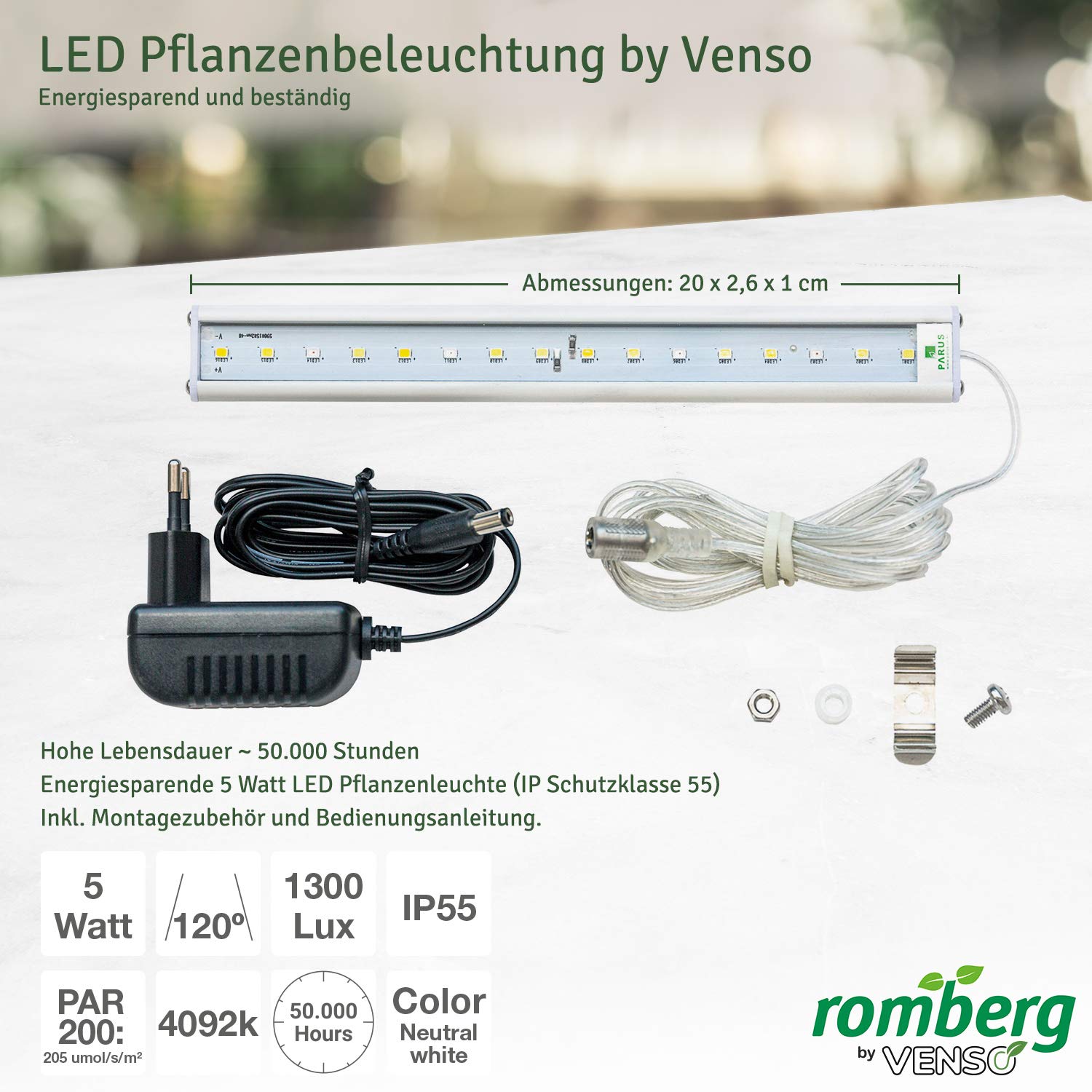 Romberg Lumio M LED Serre très Stable, avec Ventilation et éclairage LED pour Plantes, 38 x 24 x 19 cm, Anthracite