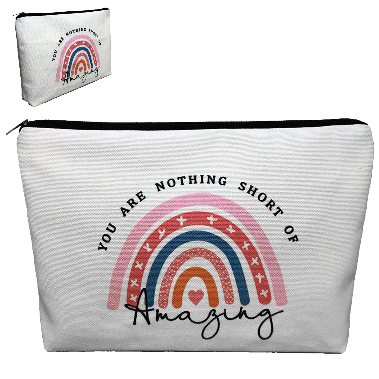 1 Pcs Makeup Bag, Female, Rainbow Cosmetic Bags, Ideas Gifts, Small Travelling Gifts, Appreciation Gifts, Cosmetic Bag for Lady, Funny Birthday Gift, 9.8x6.6x1.9inch/25x17x5cm