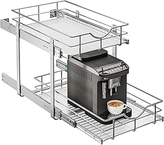 WelFurGeer 2-Tier Stainless Steel Pull Out Cabinet Organizer, Soft Close...