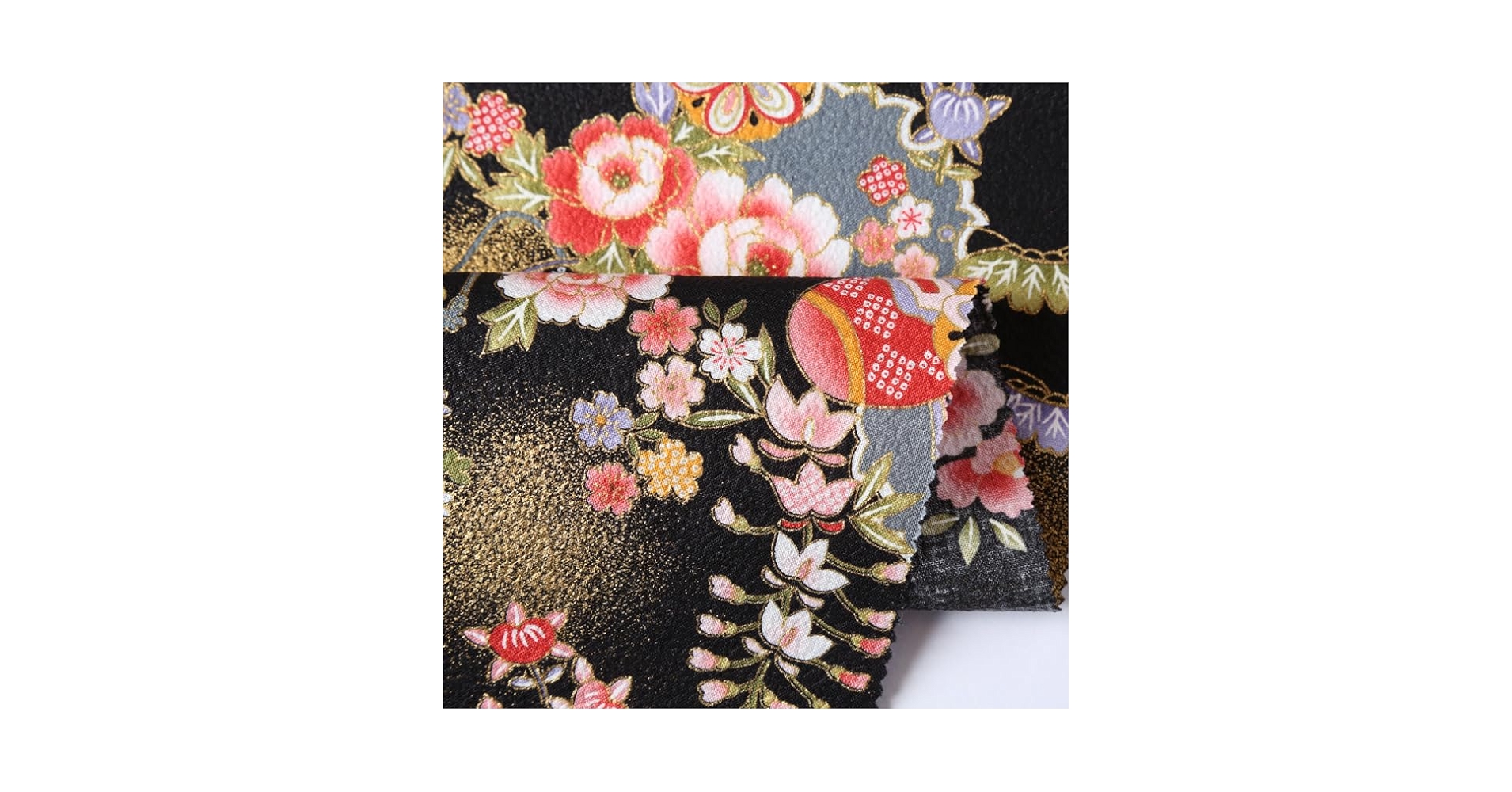 反物　ちりめん　花柄 平和屋着物□付下げ 友禅 反物 着尺 草花文 丹後ちりめん 正絹
