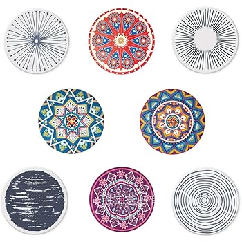 コースター吸水，珪藻土，断熱，速乾，和風＆曼陀羅スタイル，8枚セット【SHOOTING】