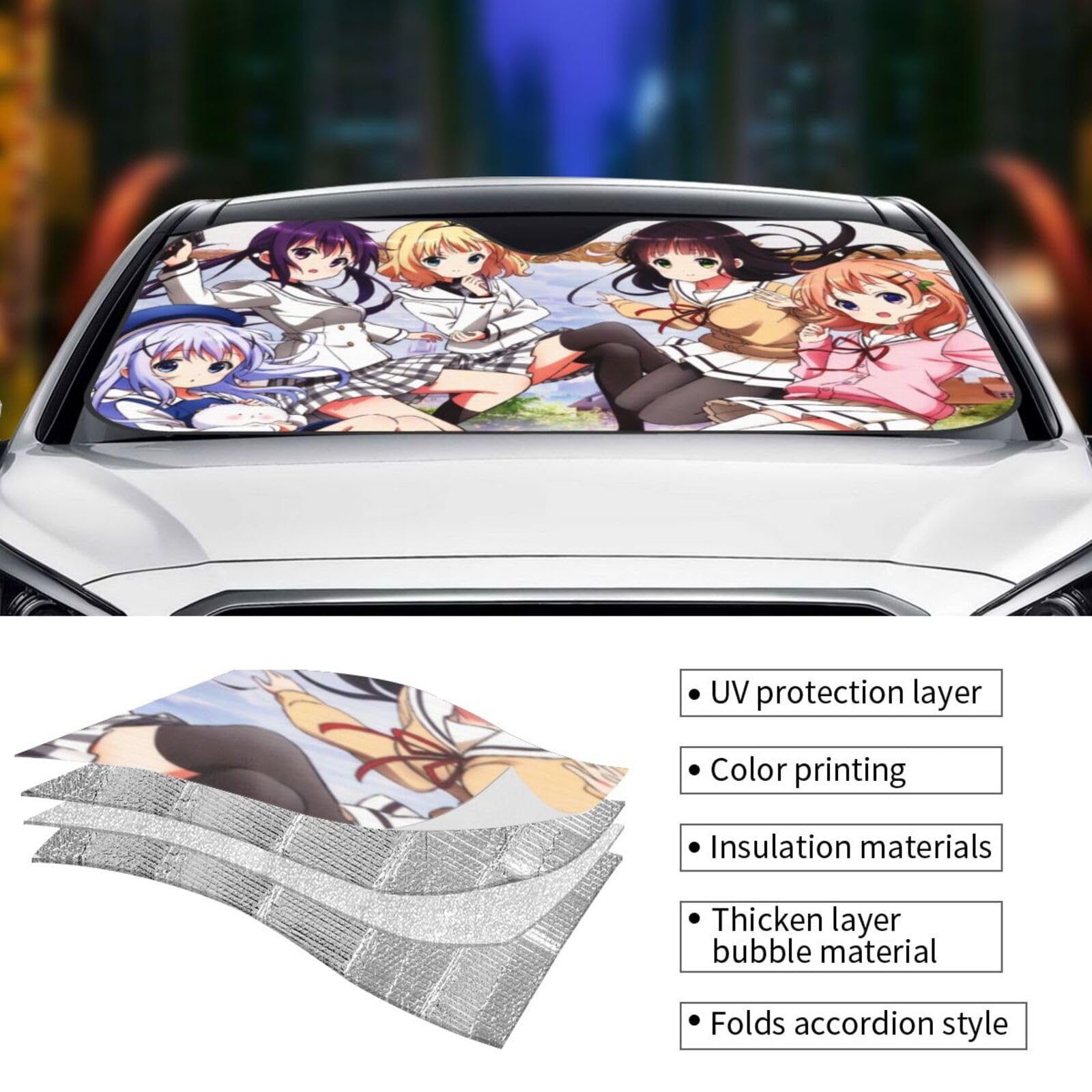 Amazon | ごちうさ リゼ 可愛い アニメファッション 車用サンシェード