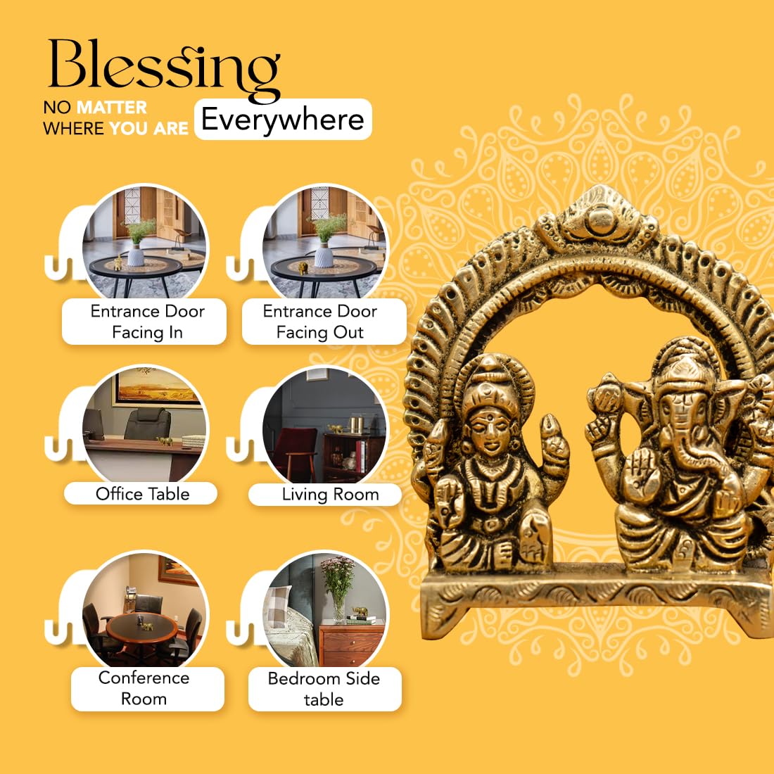 Brass Lakshmi Ganesh Idol - Prosperity & Good Fortune -4