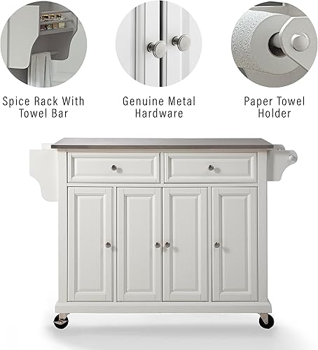 Vista 174 de Crosley Furniture isla de cocina con ruedas, Madera, Blanco