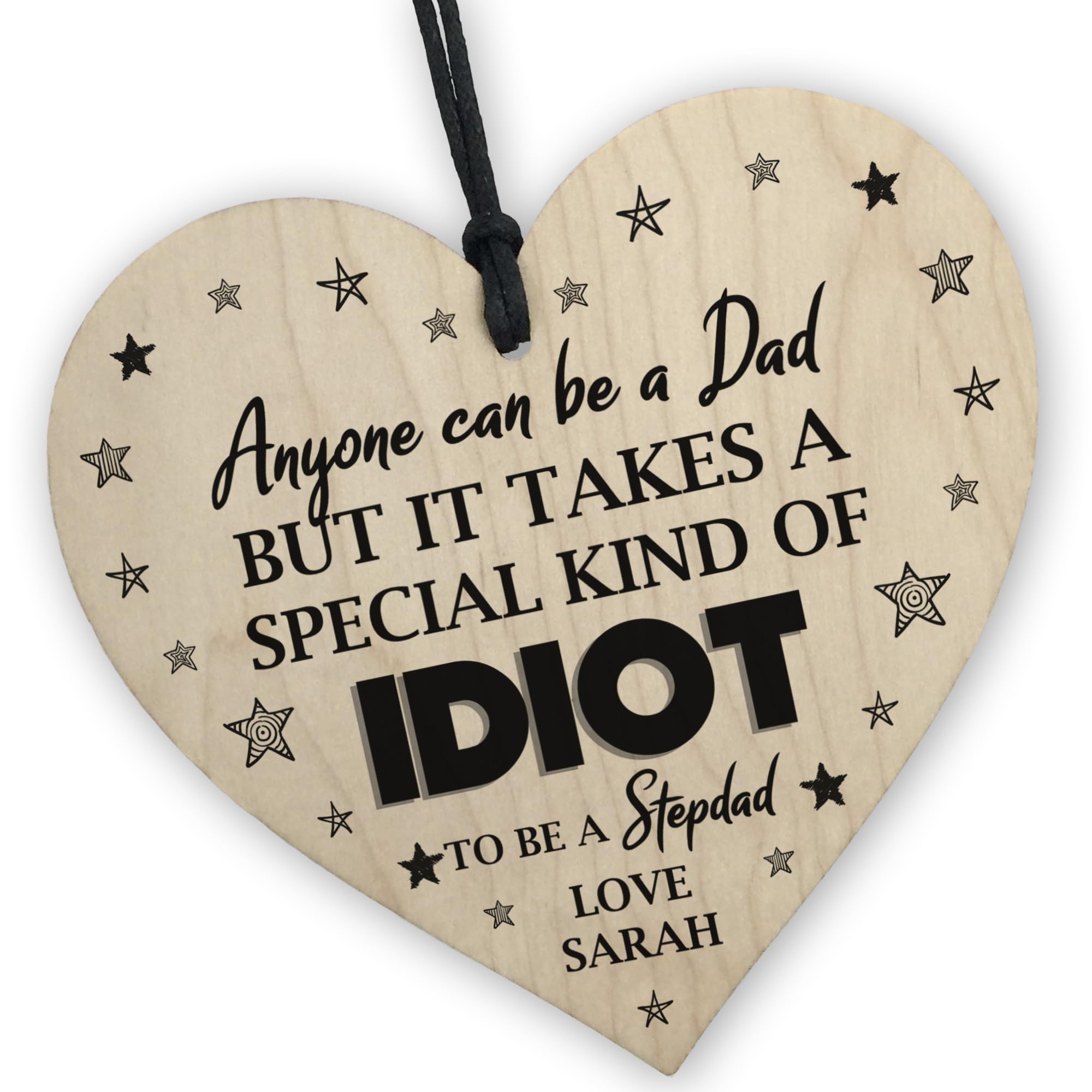 Red Ocean Personalised Step Dad Wooden Heart Gift For Birthday Father's Day Christmas, Funny Step Dad Gifts From Stepddaughter Stepson, Novelty Stepdad Gifts, Fathers Day Present Gifts For Step Dad