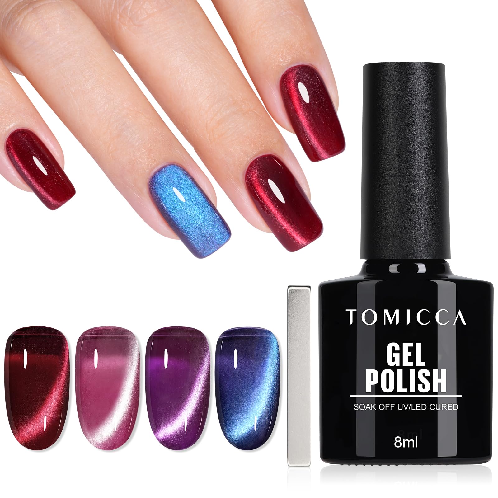 TOMICCA マグネットネイル ジェルネイル マグネットジェルネイル マグネットネイルセット 4色マグネットネイル マグジェル カラージェル キャツアイ 磁石付き UV/LED対応