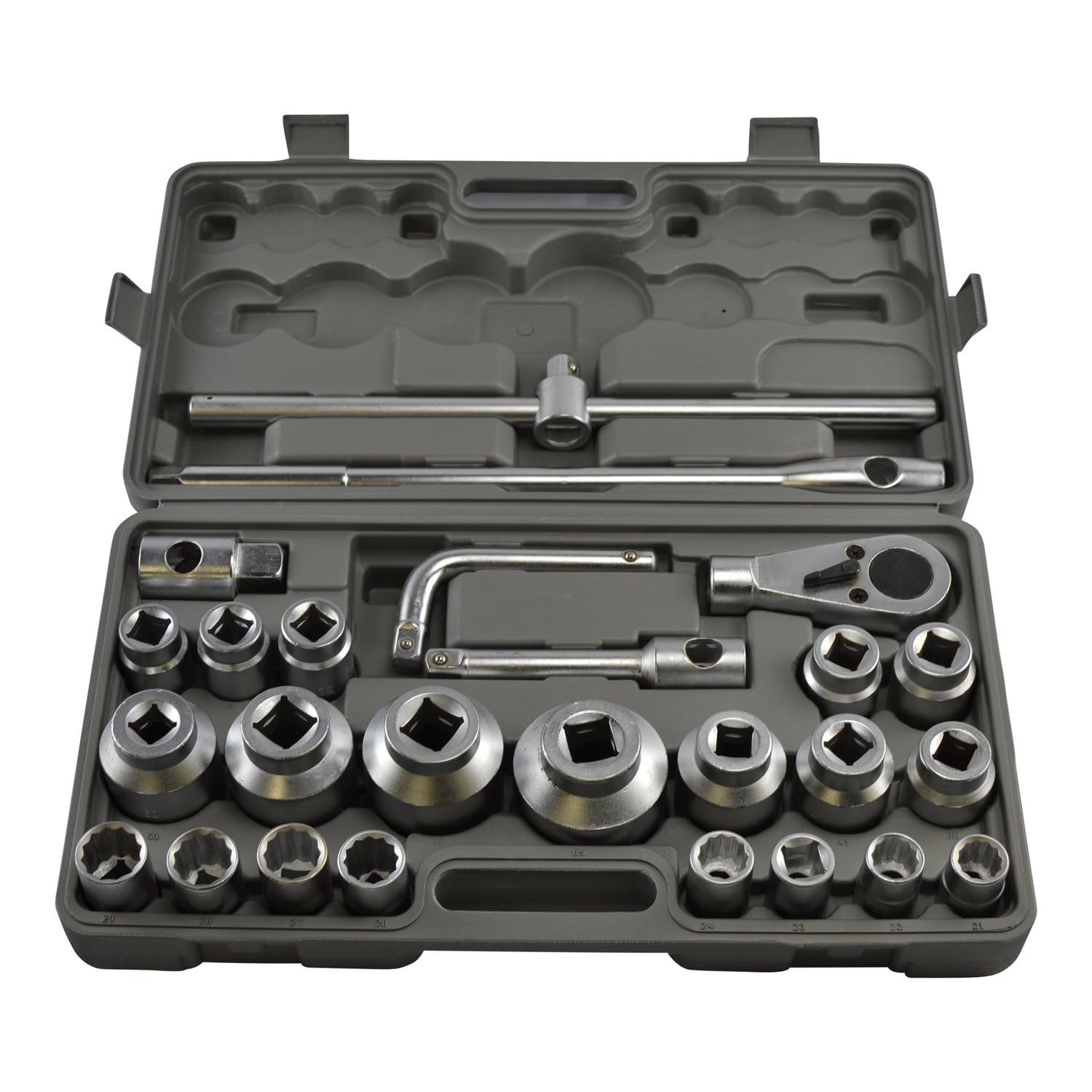 SATKIT Juego de Herramientas 3/4" 26 Piezas Vasos Extragrandes 21-65 mm Acero Cromo-Vanadio para Camiones y Tractores