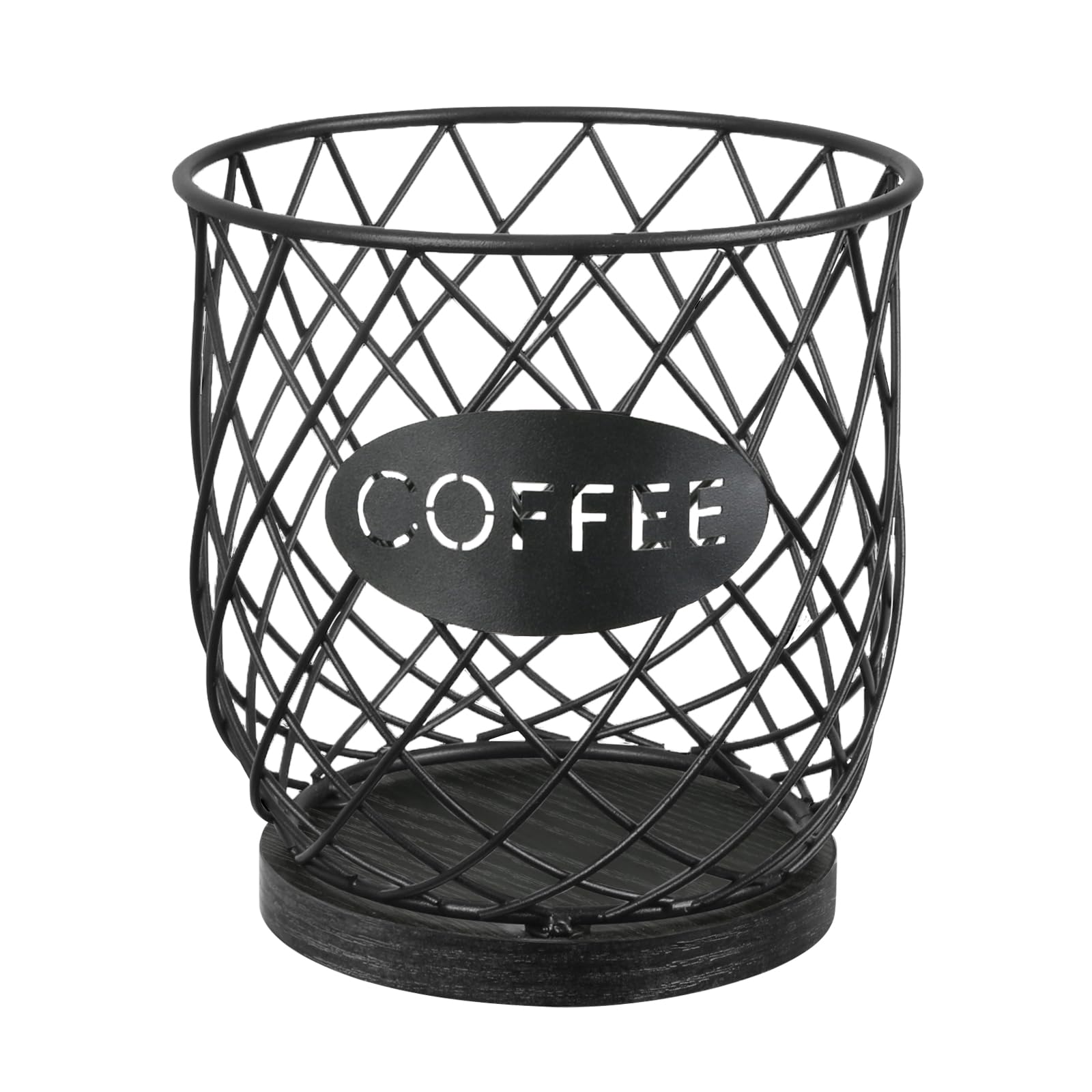 YINMIT K Cup Holder Organizer, Sturdy Coffee Pod Holder Organizer, 35 Kcup Large Capacity Storage Basket for Kitchen Counter and Office Desktop (Black-Circular)