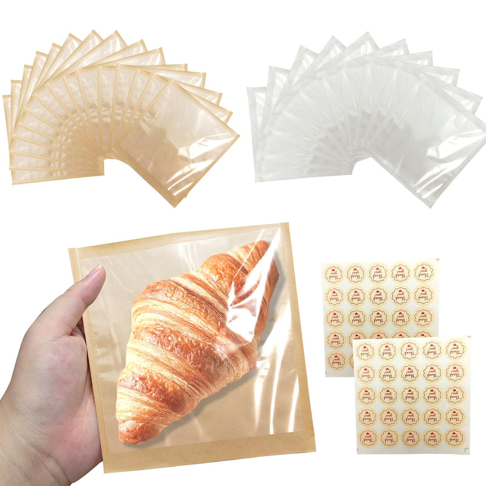 Bolsas de pan de masa madre con ventana frontal para almacenamiento de envases de alimentos 200x
