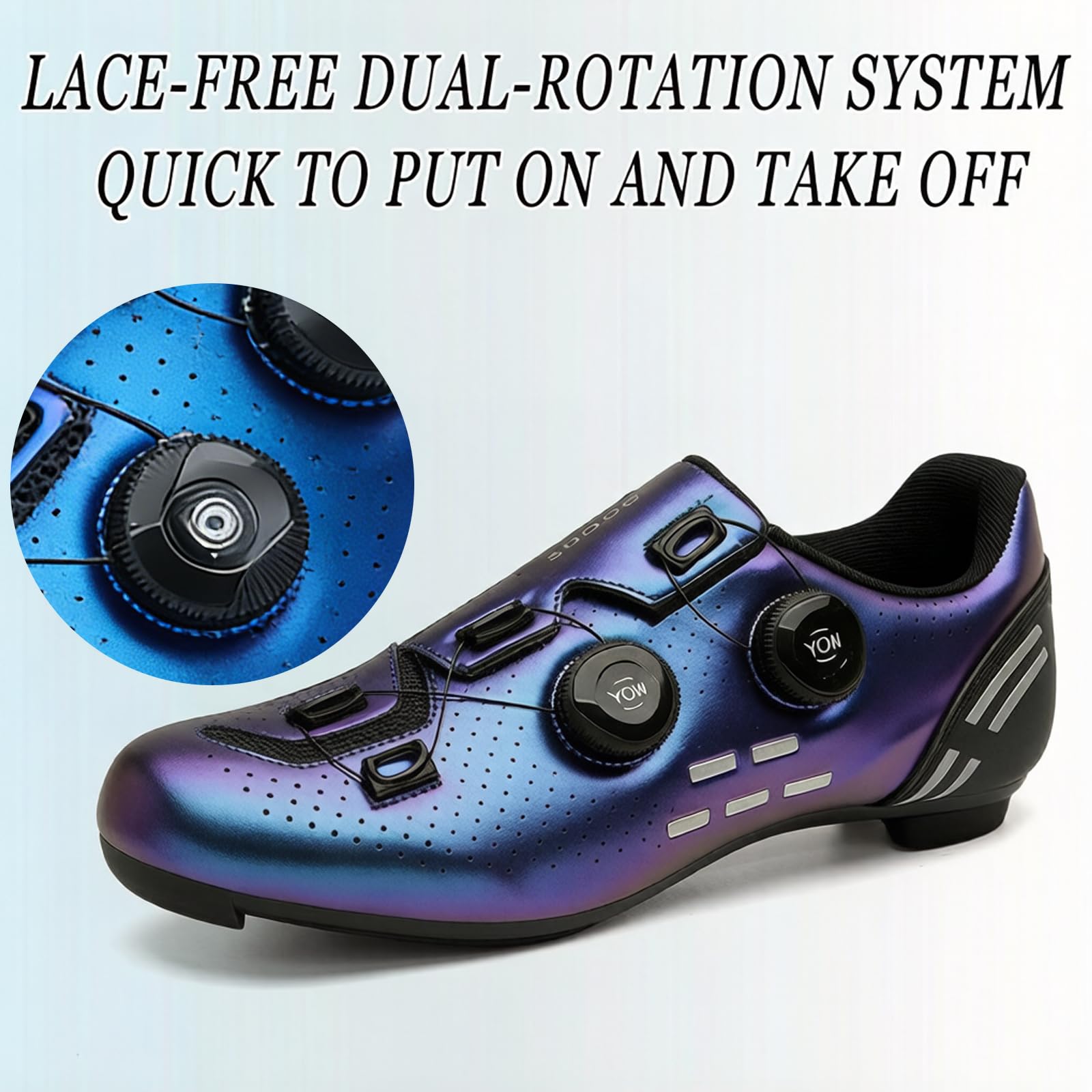 FANSU Scarpe da Ciclismo Uomo e Donna, Scarpe da Bike Dotato a Doppio Allacciamento Rapido, Scarpe da Diclismo Compatibili SPD & SPD-SL per Interni e Esterni
