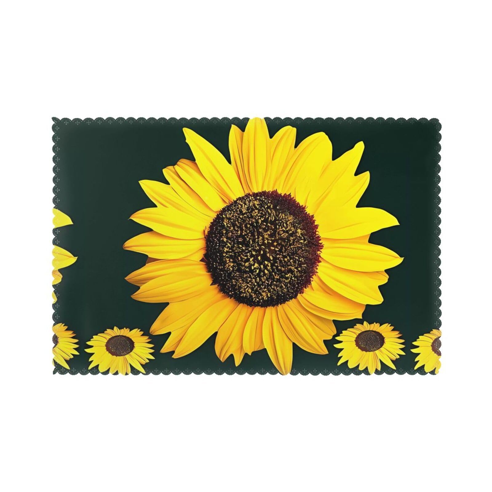 WHJSHOP Bloom Sunflower Prints Placemats Set of 6 12x18in – Transform Your Table into a Cozy Haven for Memorable Meals
