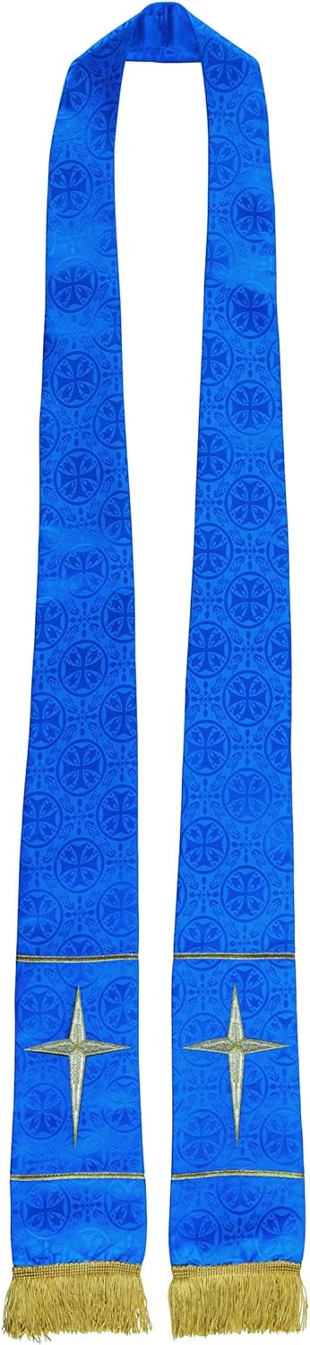 Christian Brands Maltese Cross Jacquard Stole - Blue