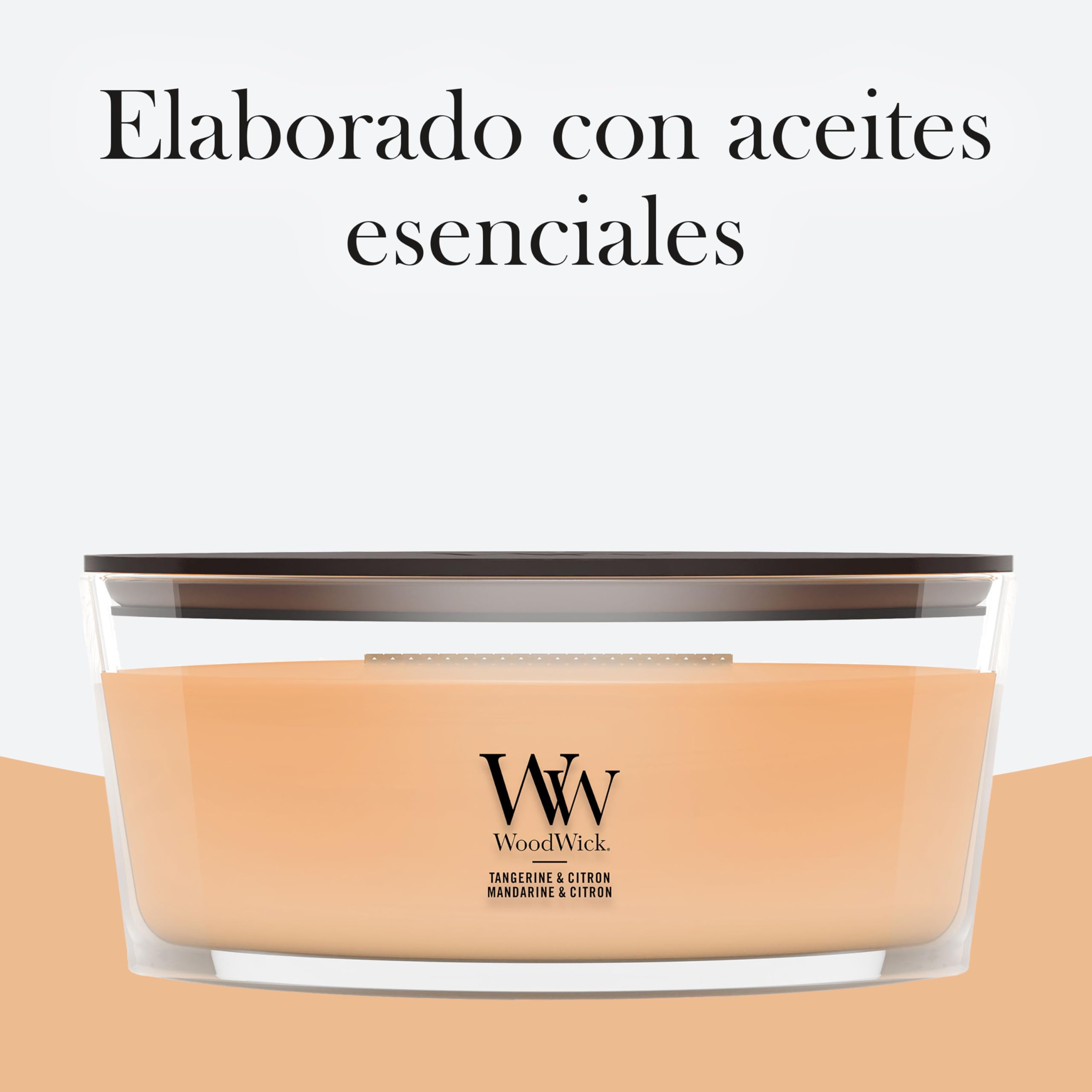 WoodWick | Vela Elíptica | Mandarina y Limón | Gran regalo para mujeres