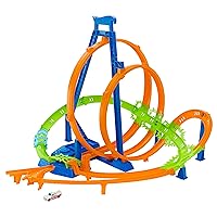 Hot Wheels - Mega Loop Scontri Epici, playset pista con 5 zone di scontro