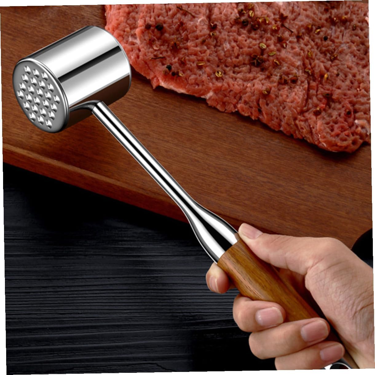 VILLCASE Stainless Steel Meat Hammer and Tenderizer Tool, 304 Stainless Steel Double-sided Mallet for Steak and Beef, Kitchen Meat Pounder for Bbq and Home Cooking Random Color