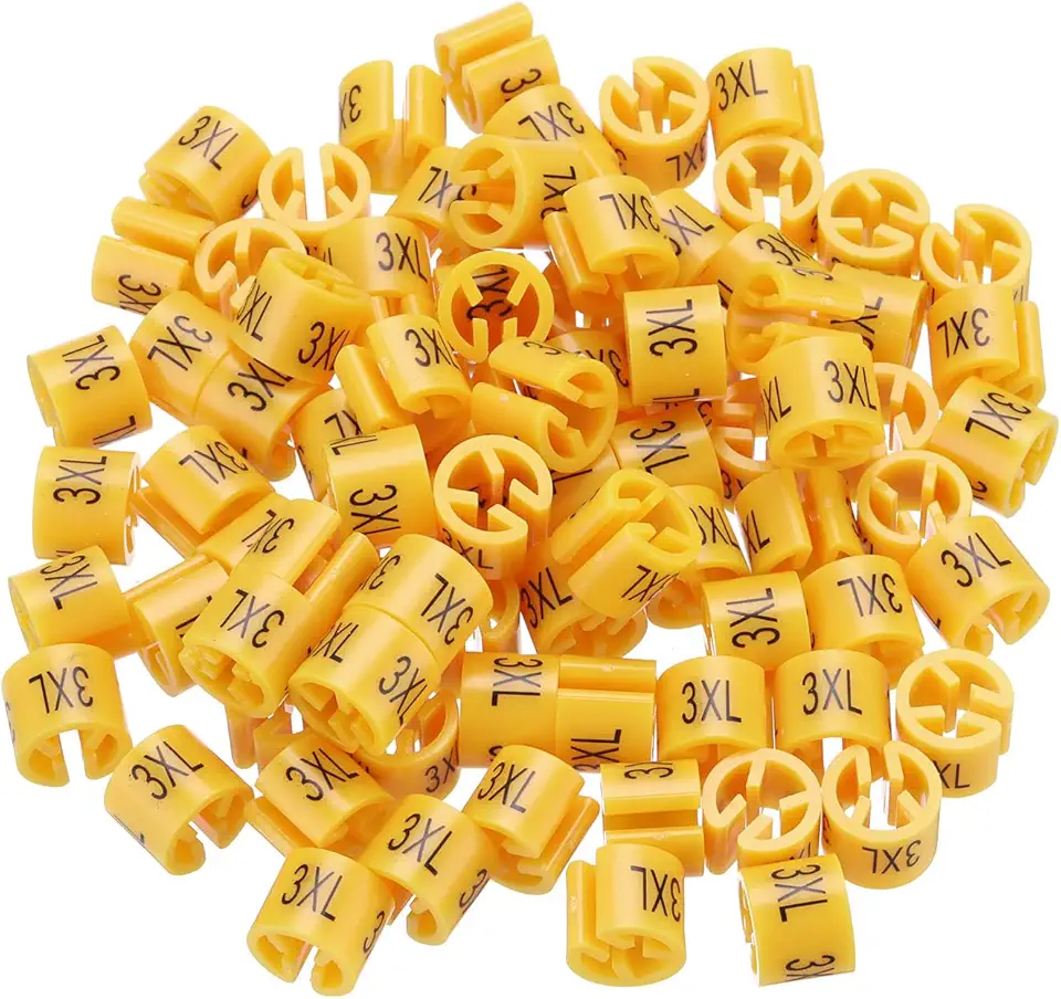 Marcador de cabide de roupas tamanho 3GG para haste laranja de 3 mm para codificação de cores de roupas de vestuário, pacote com 100