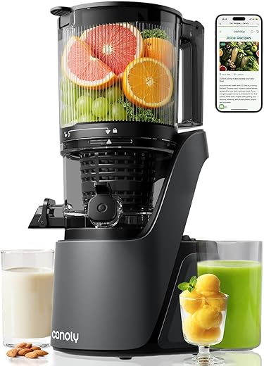 Canoly Juicer Machines, 150 MM Large Feed Chute Cold Press Masticating Juicer,...
