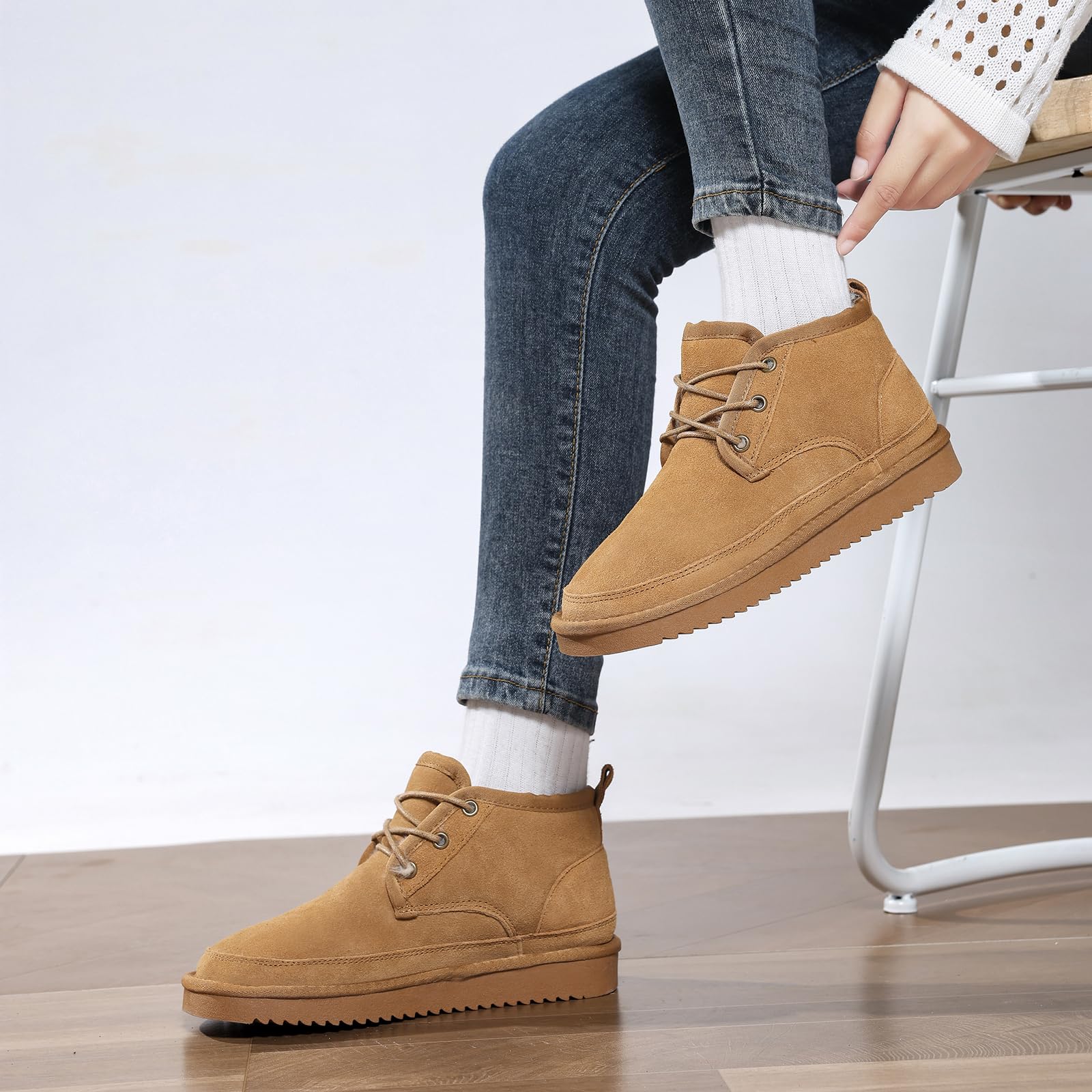 Meik Mangni Stivali da Neve Donna Stivaletti Invernali Uomo Comodi Scarpe con Calda Foderati Antiscivolo Scarponi Neve Classici Snow Boots Esterno Marrone 37EU