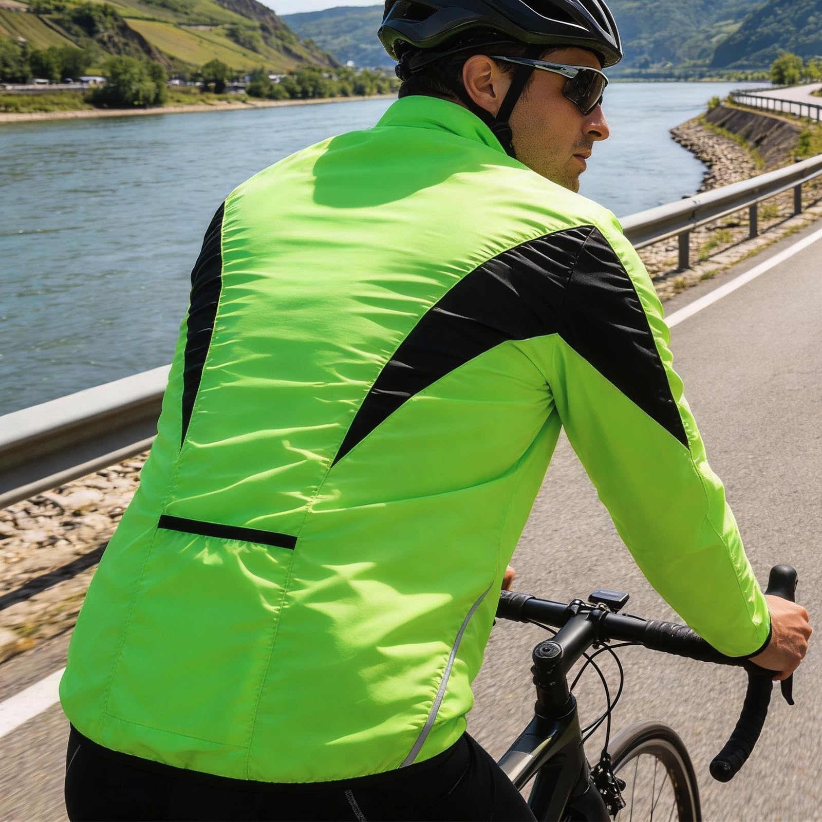 Kurtka rowerowa dla mężczyzn i kobiet, wodoodporne kurtki do biegania, oddychająca kurtka MTB, lekka, outdoorowa, oddychająca koszulka z kieszenią, płaszcz o wysokiej widoczności, kurtka