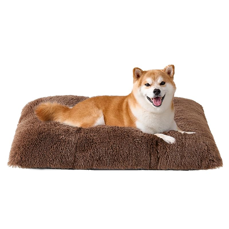 Tapete para cama de cachorro grande em pelúcia de pelo sintético EHEYCIGA Coffee Coffee, 89,9 x 59,9 cm