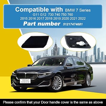 Door Handle Cover Cap Compatible with BMW 7 Series G11 G12 730 740 750 760 2015-2022 51217474681 Door Key Cover Door Handle Accessories Lock Cap Unpainted Front Left