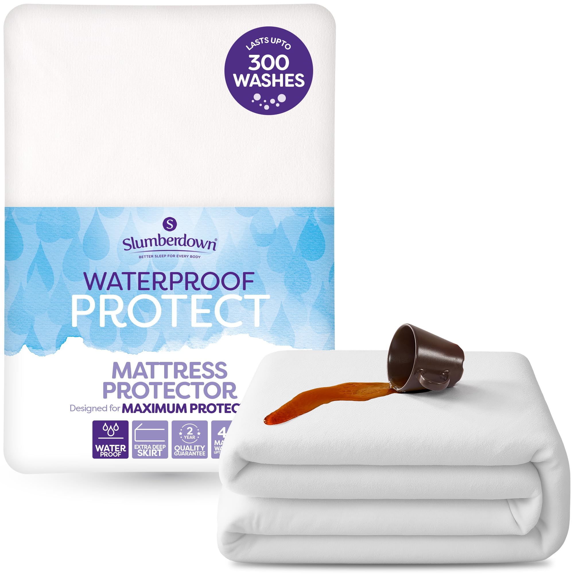 Slumberdown Waterproof Mattress Protector Super King - Super Absorbent & Spill-Proof, Sile...
