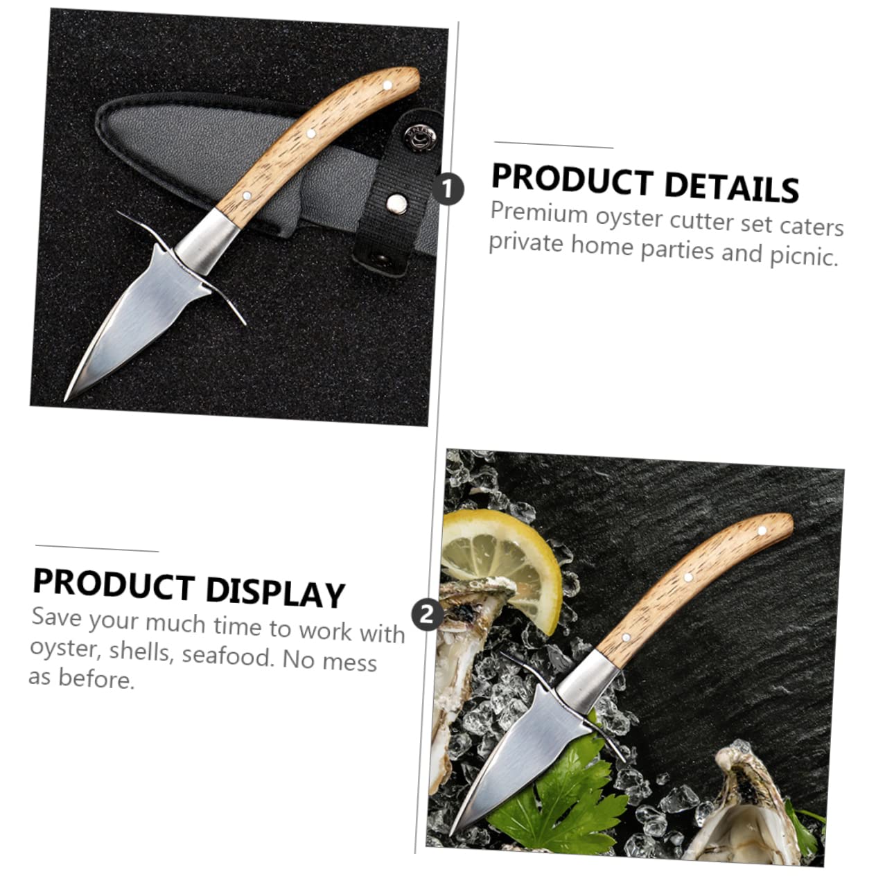 TOPBATHY 3piezas Cuchillo De De Ostras Inoxidable Mango De Herramienta Profesional Para Ostras Funda Protectora y Picnics