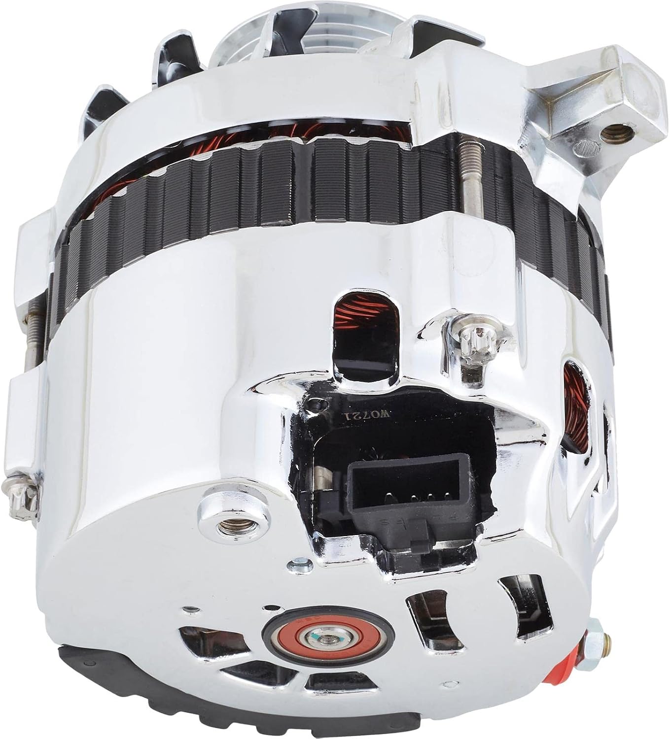 Speedway Motors GM CS130 Style 220 Amp Alternator, Serpentine Pulley, Chrome, High Output One-Wire or Three-Wire Compatible Charging System for Hot Rod and Muscle Car Applications