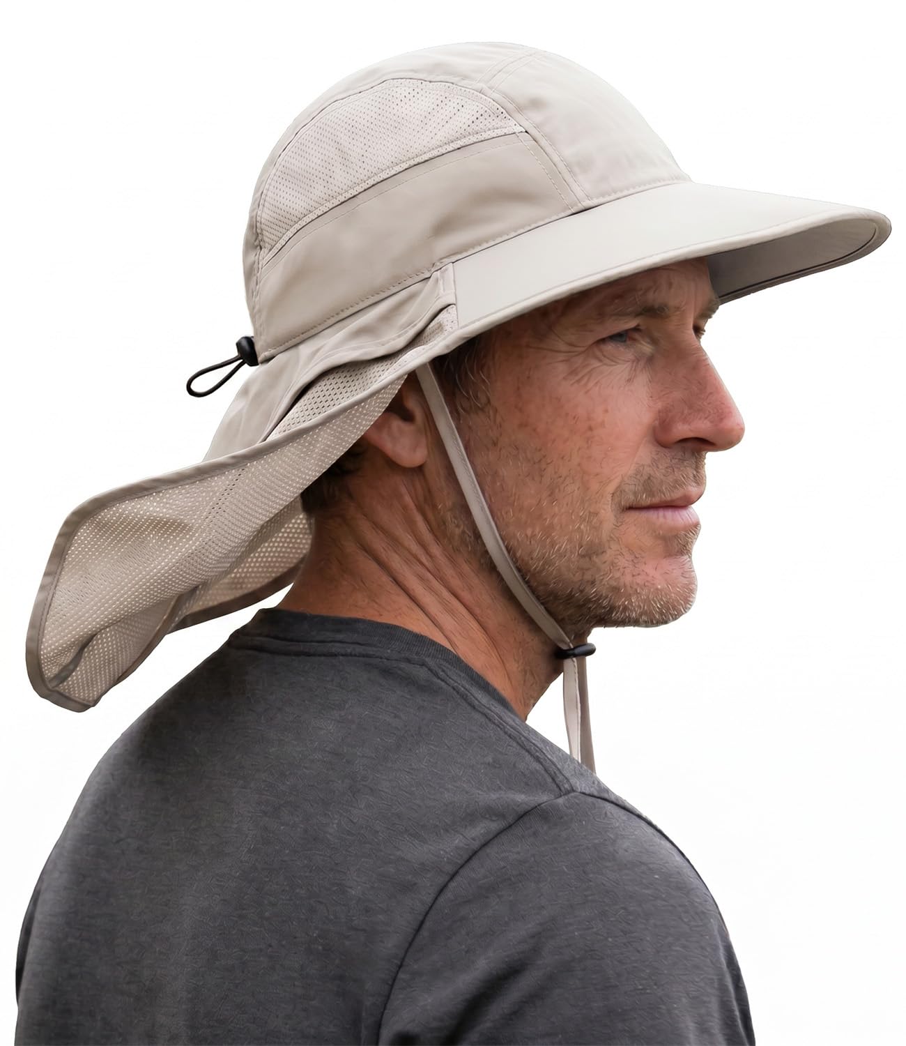 Hat Hut Sombrero de sol ultraligero con solapa para el cuello, UPF 50+, ala ancha, transpirable, para senderismo, pesca y senderismo para hombre