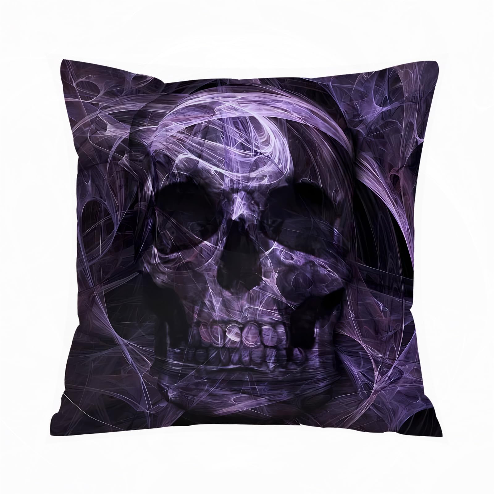 Aelksp Violet Skull Scary Background - A8 Cushion Cover Decorations Pillow Cover Home For Livingroom Couch Sofa Decor Throw Pillow Case Gifts,Violet Skull Scary Background,16X16 In