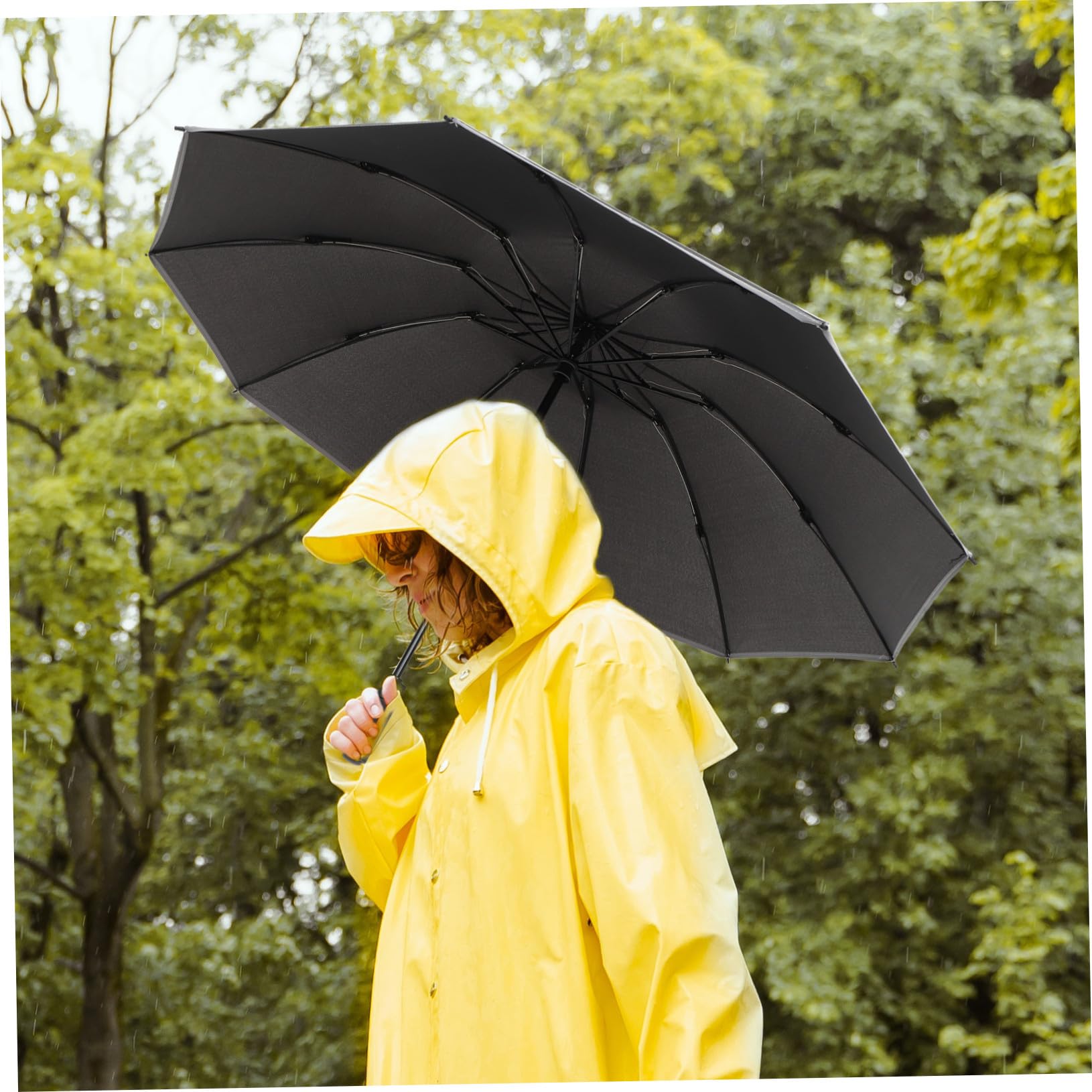 Healvian Paraguas Plegable Reflectante Resistente Viento con Apertura Automática Compacto Unisex para y Sol