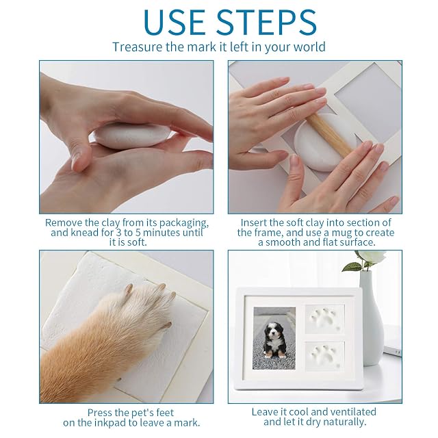 Foto 7 de 8 de Goomis Marco para Foto Blanco,Marco Doble para Foto y Huella de Pie para Perro y Gato,Decoraciones para Pared…