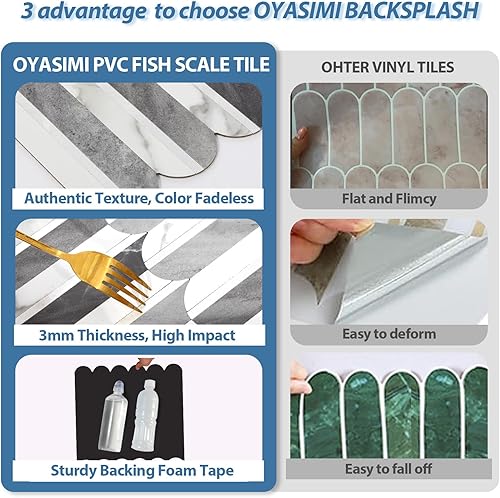 Miniatura 7 de Azulejos de 10 hojas prémium para despegar y pegar, azulejos de pared de PVC dorado mezclado con mármol, azulejos de pared de PVC dorado claro para