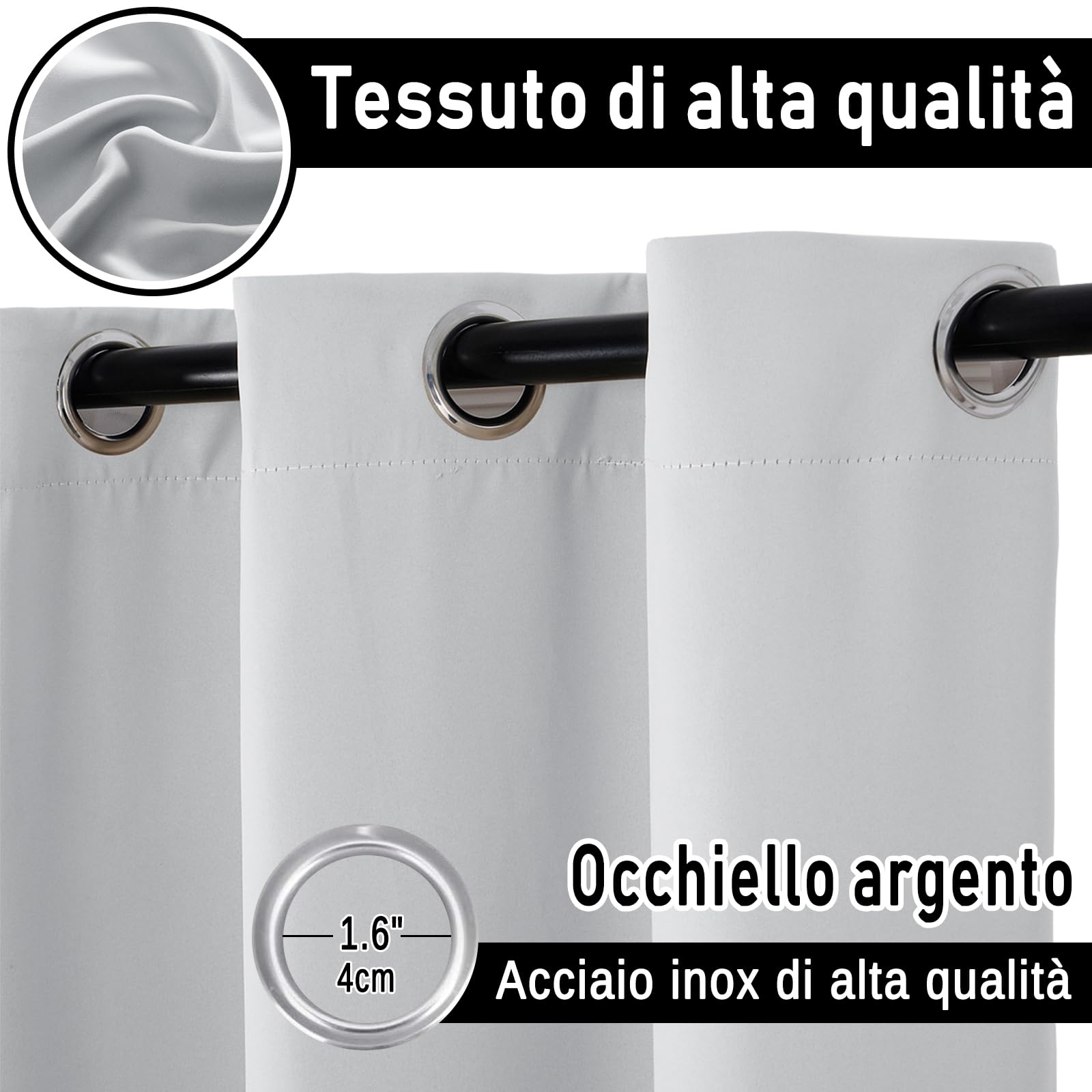 Tende da Sole per Esterno con Anelli - 1 Pezzo. Tessuto antivento, idrorepellente, 23 Colori, Protezione Solare Privacy per Balcone Gazebo Pergola Veranda - 254L x 241A cm