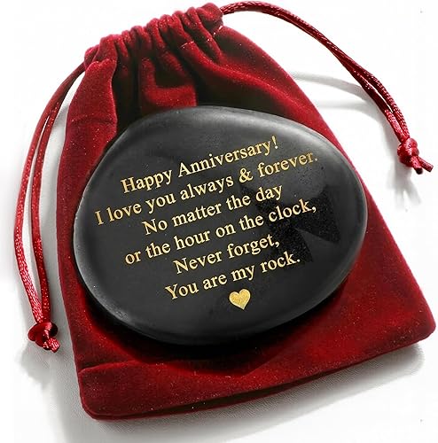 VELENTI Happy Anniversary Decorative Stones Rock - Heartwarming You are My Rock Wedding Presents - 40th Anniversary Gifts For Husband