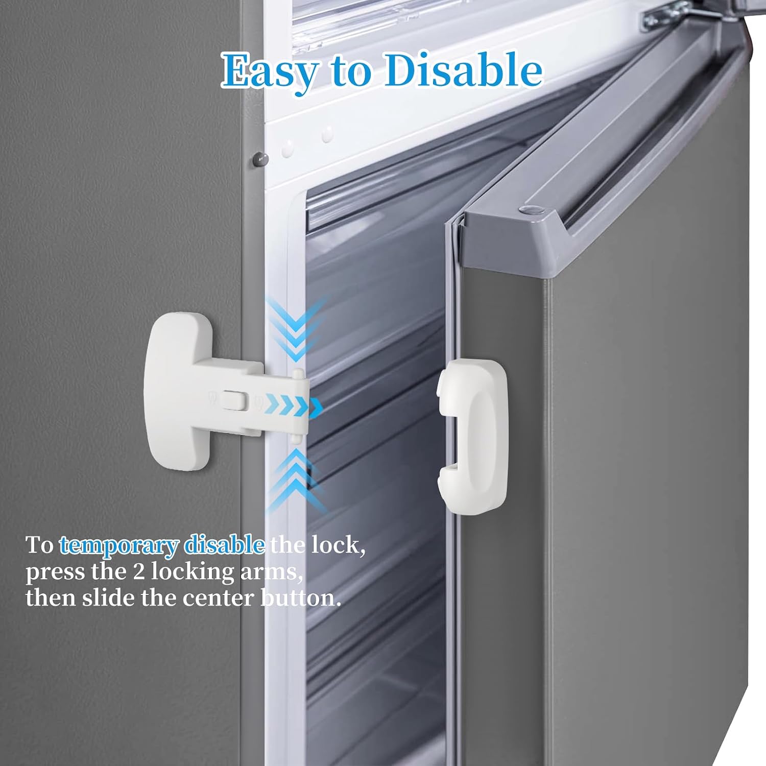 YCT Baby Proof Fridge Lock, Refrigerator Fridge Freezer Door Latch to Keep Closed, Automatically Lock While Closing The Door, Easy to Install (Grey 1PCS)