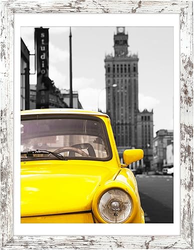 Marcos de fotos rústicos de 12 x 16 pulgadas, fotos de madera maciza de 11 x 14 pulgadas con paspartú o de 12 x 16 pulgadas sin paspartú, marco de