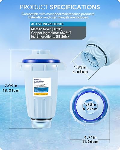 Miniatura 7 de Repuesto para cartucho mineral Nature2 Express W28175 para sistema de piscina, para piscinas enterradas y sobre el suelo de hasta 30,000 galones,