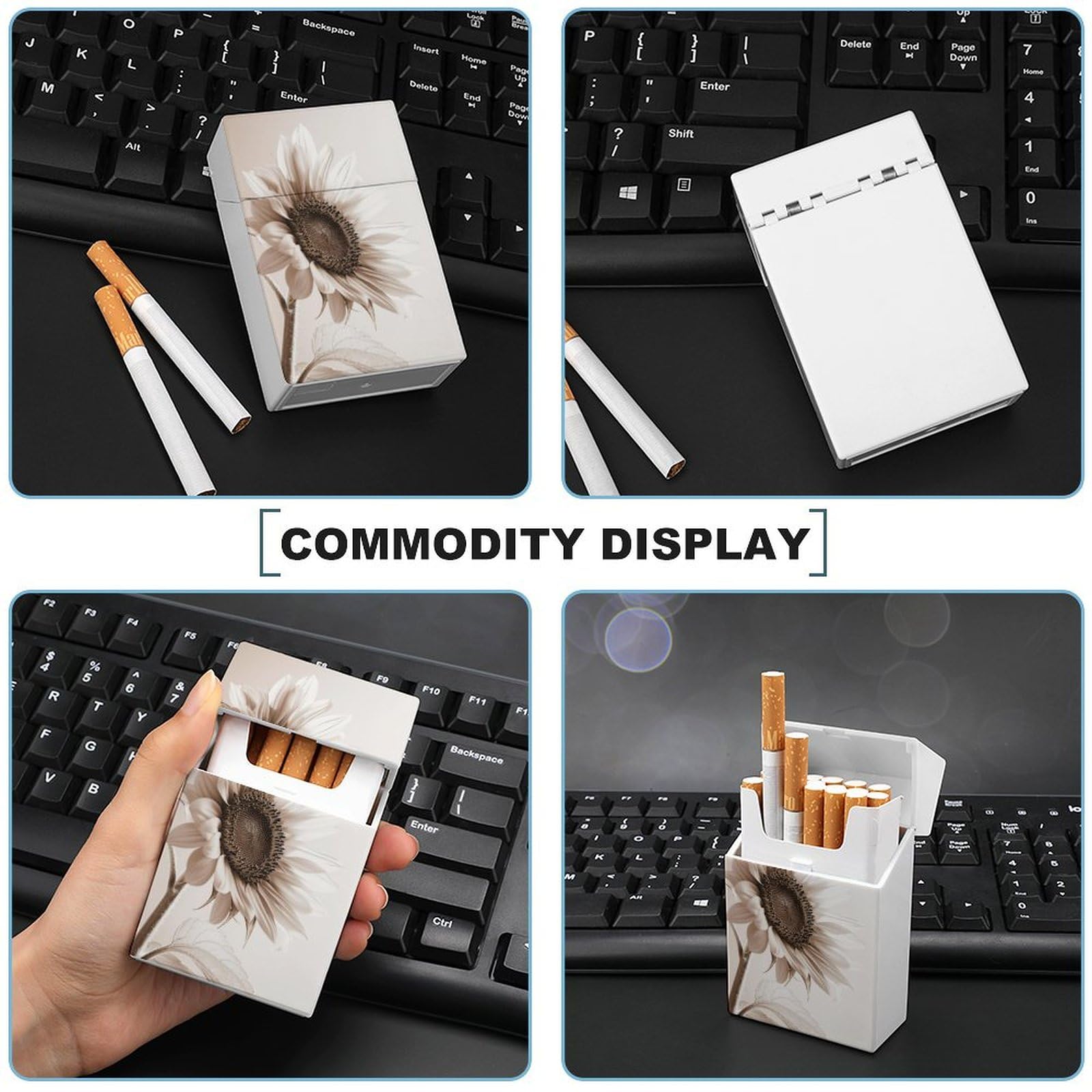 Amazon.com: Sunflower Cigarette Case Monotone Beautiful Plastic Cigarette  Pocket Holder Flip Open Cigarette Protective Cover Storage Box : Health &  Household