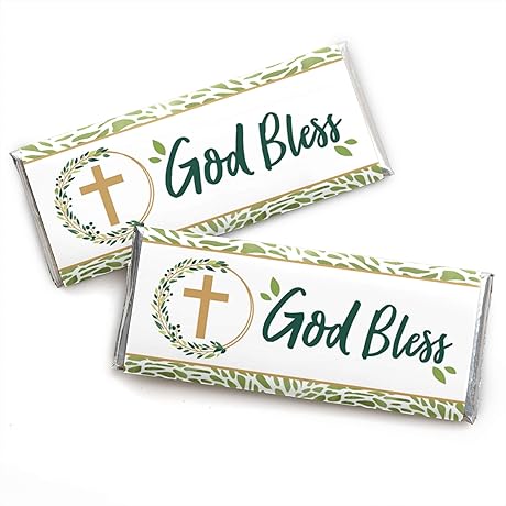 Big Dot of Happiness Elegant Chocolate Cross Candy Bar Wrapper Religious Party Favors