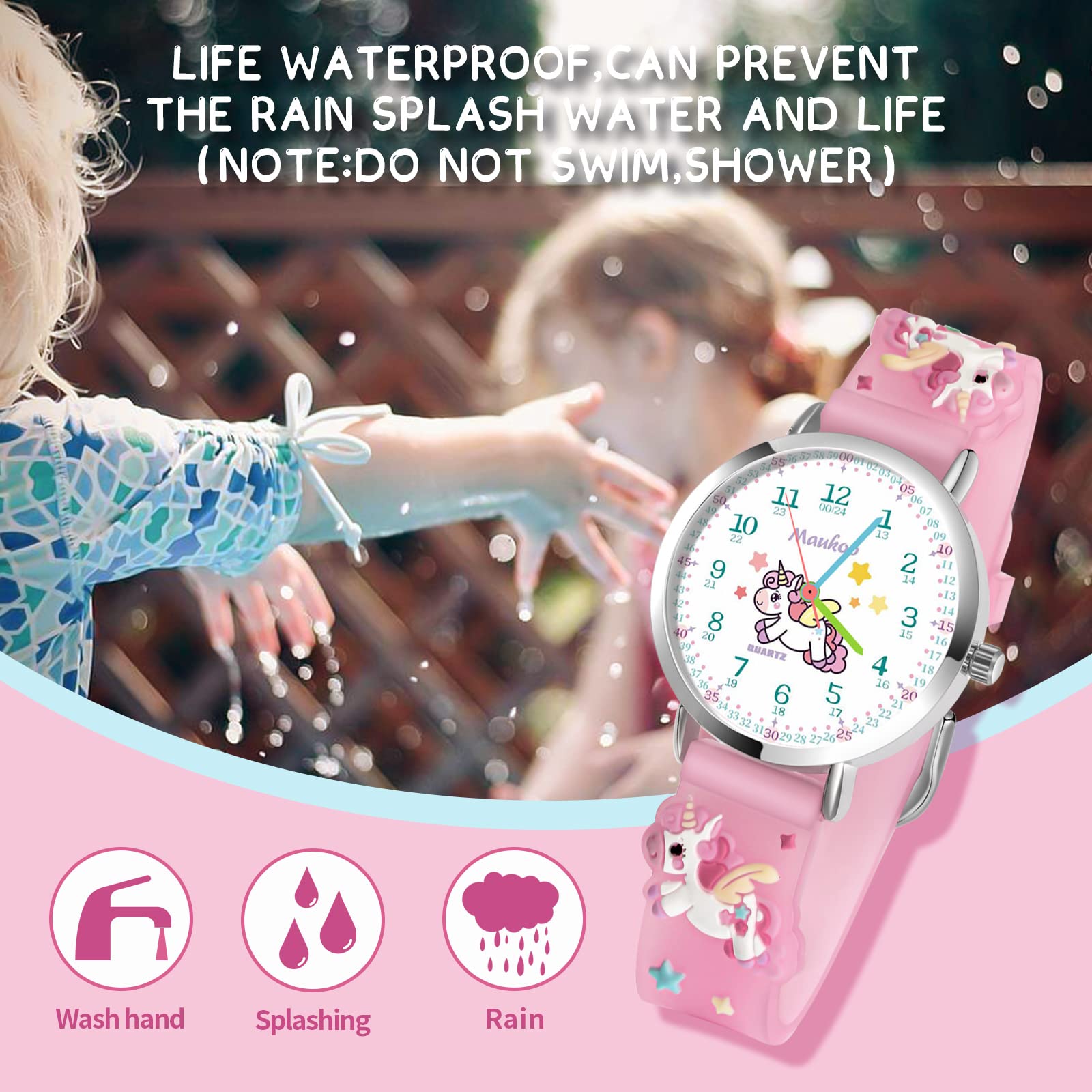 Montre Enfant, Montre à Quartz Analogique de Dessin Animé 3D, Montre-Bracelet pour Garçons et Filles, Montre pour Enfant étanche 30M Bracelet en Silicone