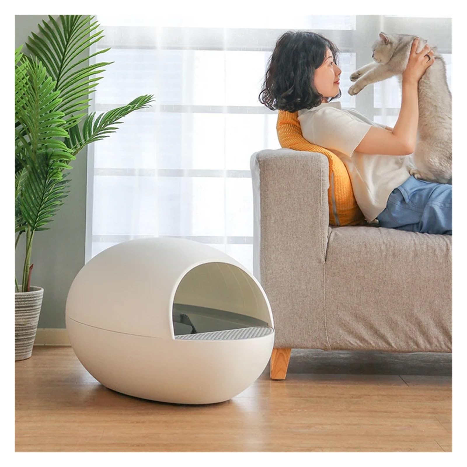 Intelligent Fully Automatic Cat Toilet Anti-splash Eggs Cats Litter Box Electric Cleaning House Sand Tray with Shovel(Blue)