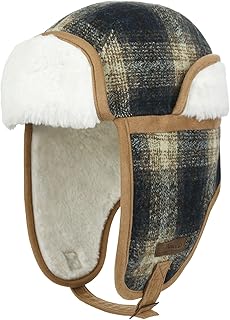 ililily Howels Wool Plaid Pattern Aviator Trapper Trooper Faux Fur Ear Flaps Hat - Buy now