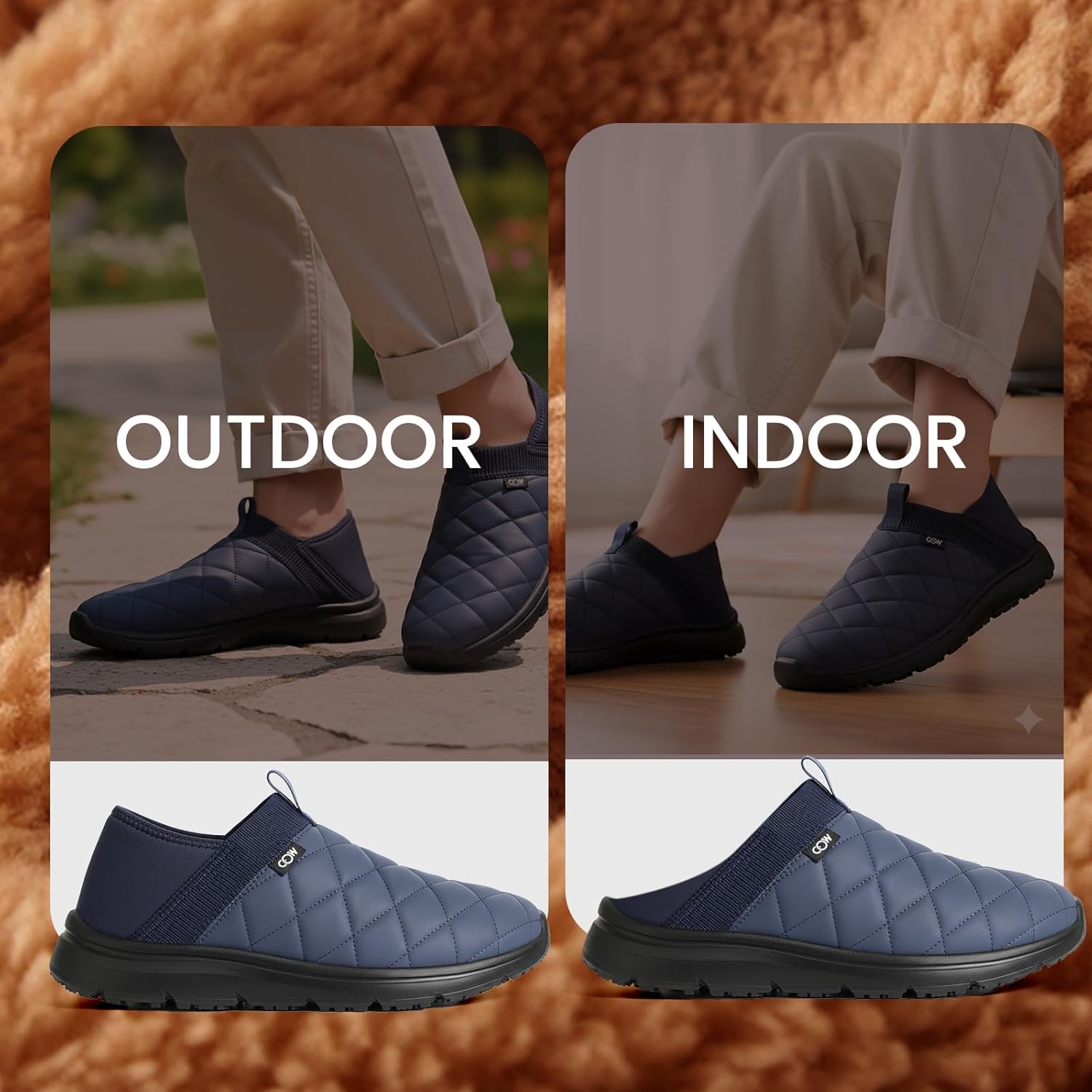 OOW Slippers for Men with Memory Foam House Shoes Lightweight Plush Slip on Garden Loafer Slippers Indoor Outdoor - Image 6