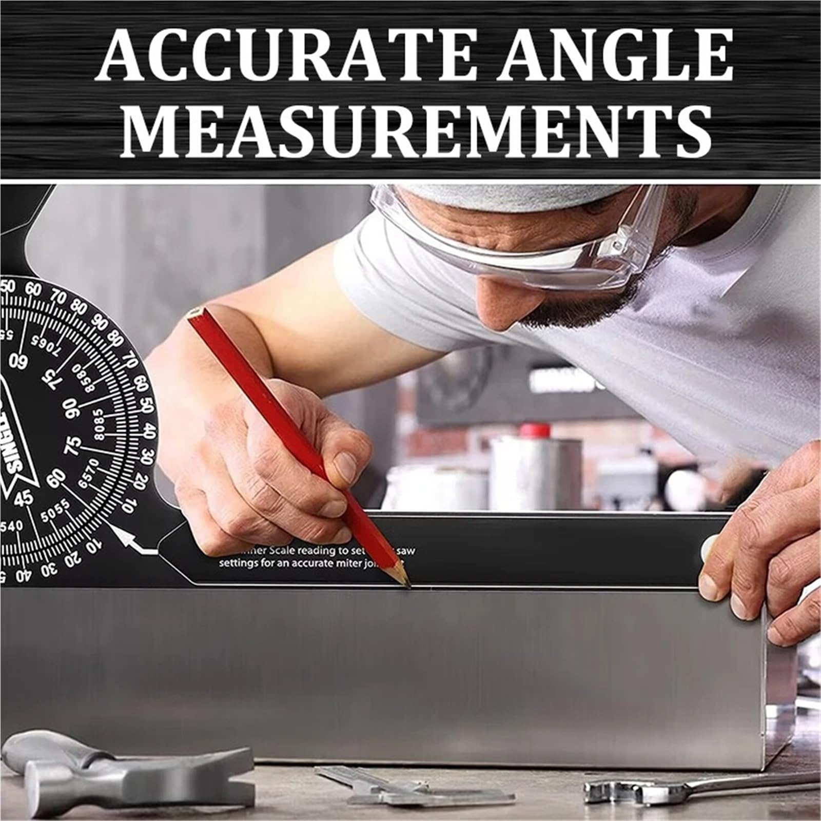Rapporteur d'angle, Rapporteur de scie à onglet en aluminium, règle d'angle horizontale rotative à 360 °, précision, détecteur d'angle d'onglet intérieur et extérieur(Delayed bubble)