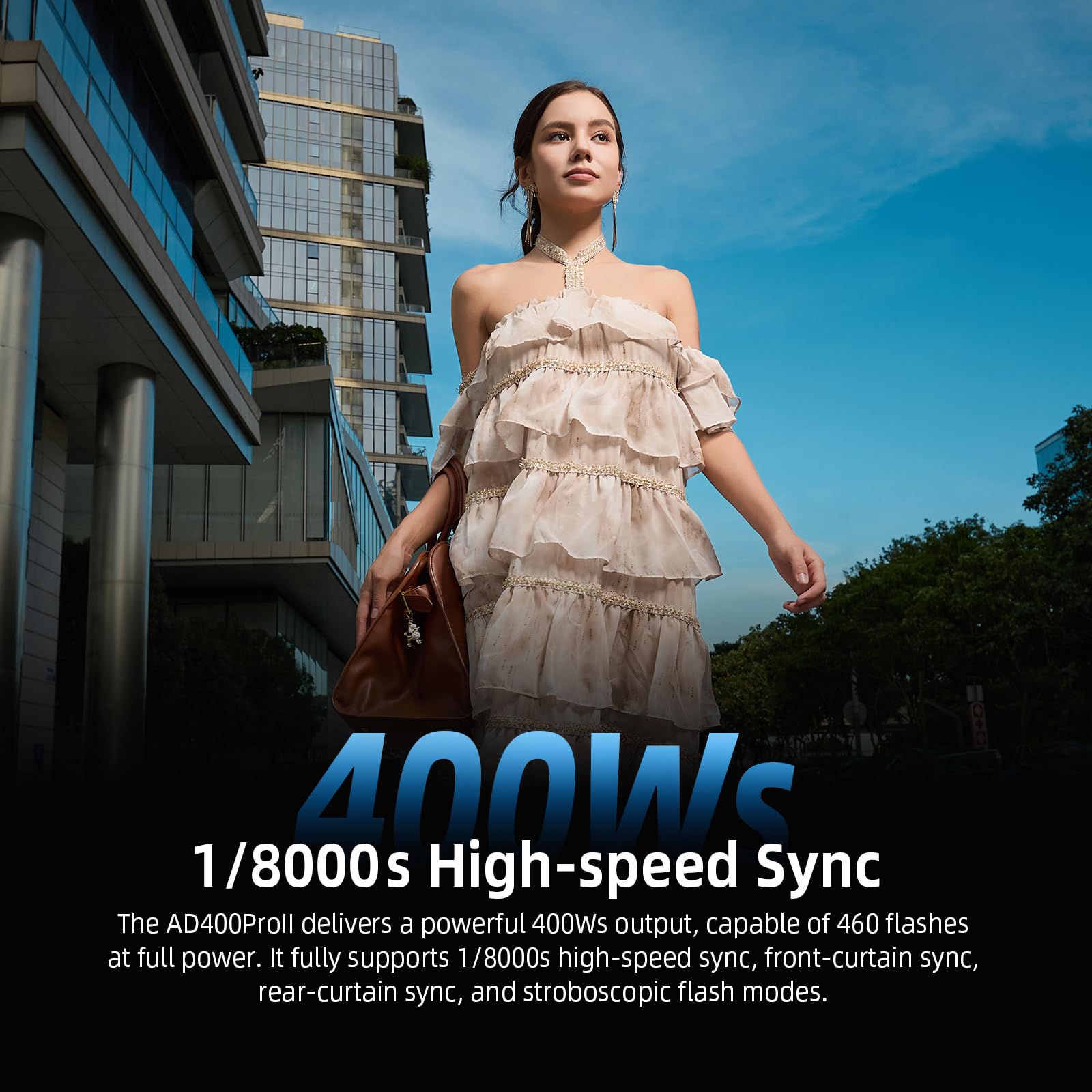 Godox AD400Pro II AD400ProII Blitzgerät, GN72 400 Ws 2,4 G TTL 1/8000s HSS, One-Tap Synchronisation mit X3 Auslöser, 16 Farbgruppenanzeige, Bi-Color Modellierlampe