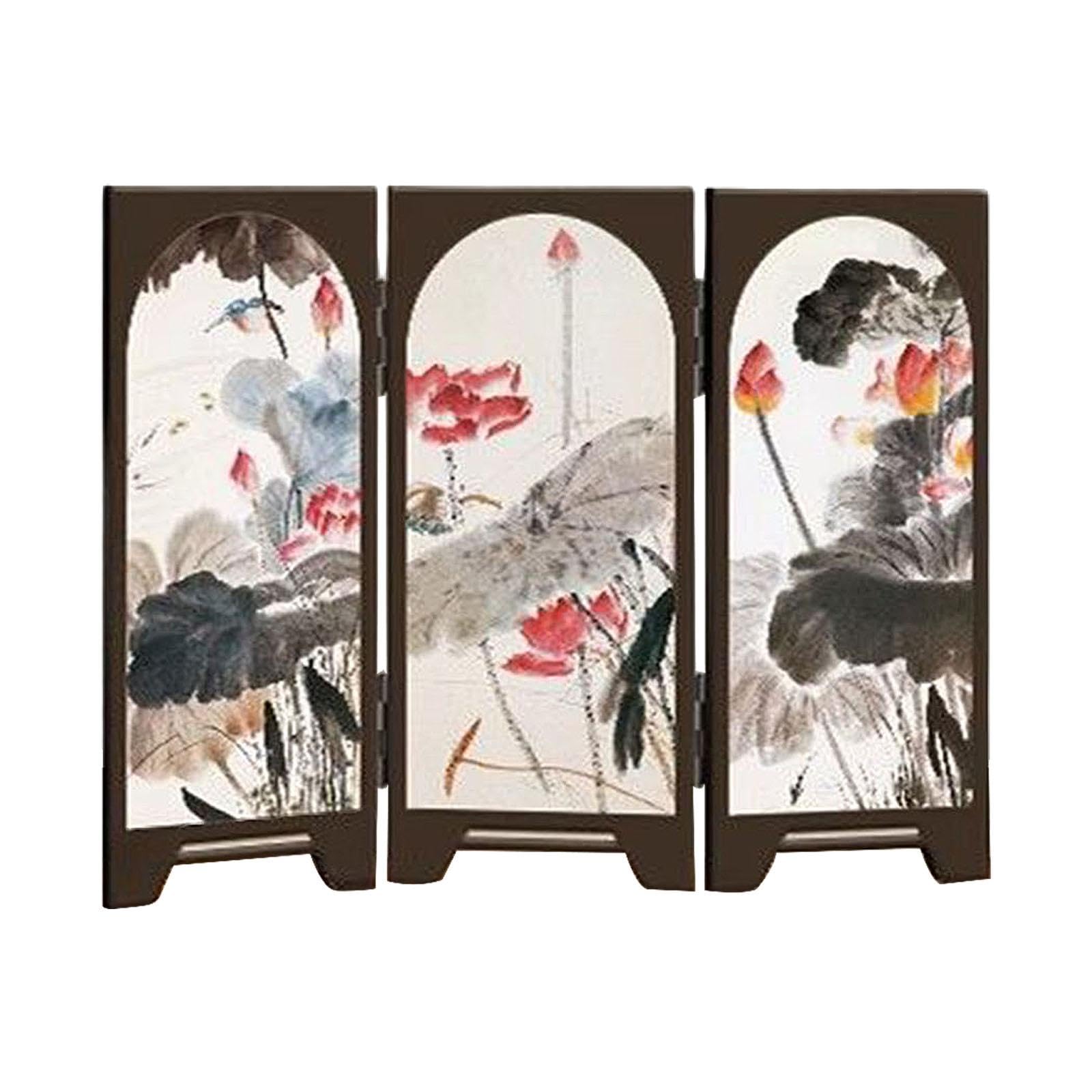 UJEAVETTE Mini Folding Screen Craft 3 Panel Divider for Entrance Living Room Fireplace Style D-image-8